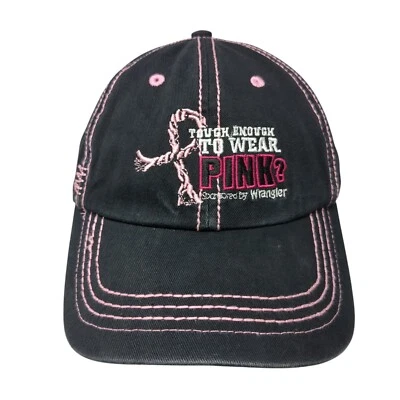 ¿Suficientemente difícil de usar rosa? Gorra Wrangler Strapback negra OS algodón ajustable Foto 1 de 4