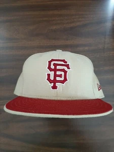 San Francisco Giants New Era Fitted Hat Size 7 5/8 Made USA 100% Wool 2 Tone SF - Picture 1 of 8