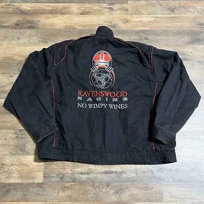 Vintage Ravenswood Racing Black Bomber Jacket Men Size XL Vikings Worldwise - Image 1 of 4