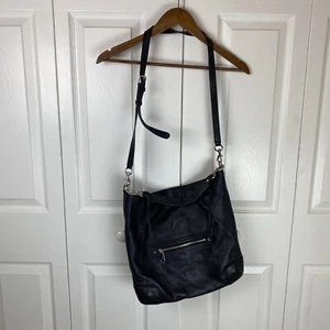 REBECCA MINKOFF Black Pebbled Leather Slim Regan Hobo Crossbody Handbag Purse - Picture 1 of 10