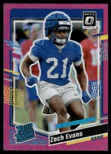 2023 Donruss clasificación óptica novato vista previa rosa Prizm Zach Evans Los Angeles Rams - Imagen 1 de 2