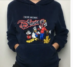 Felpa con cappuccio Disney’s taglia L The Original Crew maglione donna pile blu  - Foto 1 di 8