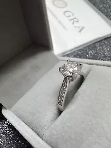 2Ct Round Cut VVS1 Moissanite Solitaire Engagement Ring 14K White Gold Plated - Picture 1 of 10