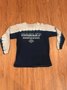 Harley Davidson Shirt Mens L? Blue Tie Dye Vintage 90s Long Sleeve Single Stitch - Picture 1 of 10