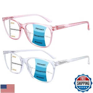 Progressive Multifocus Reading Glasses Blue Light Blocking,Spring Hinge Reade - Picture 1 of 5