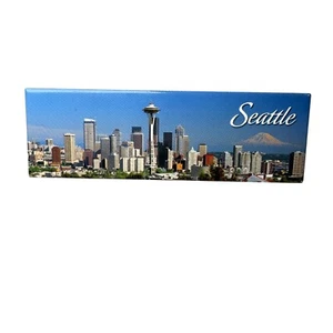Imán de nevera Seattle Skyline aguja espacial Mt. Recuerdo frente al mar Rainier PNW - Imagen 1 de 3