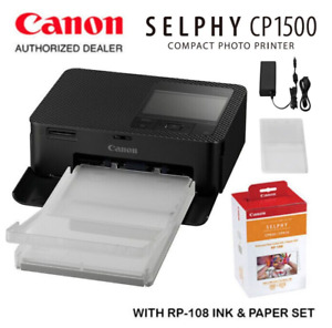 Canon SELPHY CP1500 Compact Photo Printer with RP-108 Ink/Paper Set Bundle Kit