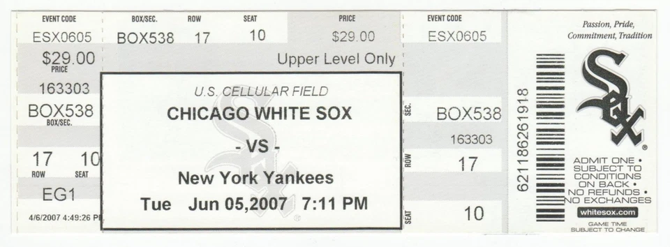 Alex Rodriguez HR 485 Home Run 6/5/2007 Unsused Ticket Stub MINT A-ROD Yankees - Image 1 of 1