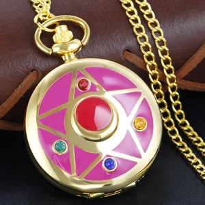 Japanese Anime Beauty  Gold Quartz Pocket  Vintage Fob Watch Children's Gift  Pe - Picture 1 of 6