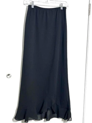 MSK Skirt Size Medium Black Maxi Crepe Chiffon Overlay Long Length Ruffle - Image 1 of 2