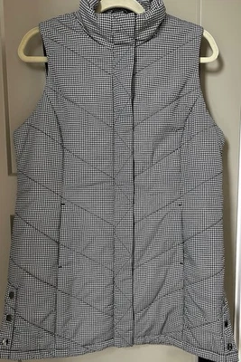Chaleco Largo Christopher Banks Puffer M Negro Blanco Bolsillos a Cuadros Cremallera y Presión Foto 1 de 4