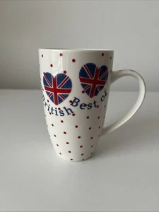 Taza Best Of British Crema Rojo Azul Hueso China Corazones Altos Lunares - Imagen 1 de 6