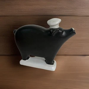 Pottery Barn Chalkboard Pig Chef's Hat Black White - Ceramic Black/white Kitchen - Picture 1 of 9