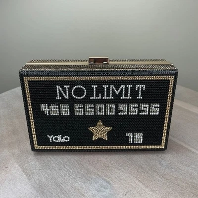 No Limit Rhinestone Womens Rectangular Gold Black Silver Clutch Handbag New - Image 1 of 4