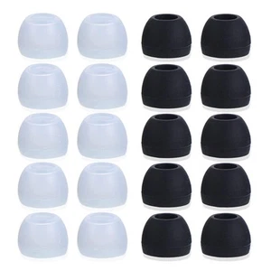 20 Pezzi Ricambio Coperchio Punta Tappo Auricolari Medio Silicone - 10 Nero, 10 Trasparente... - Foto 1 di 5