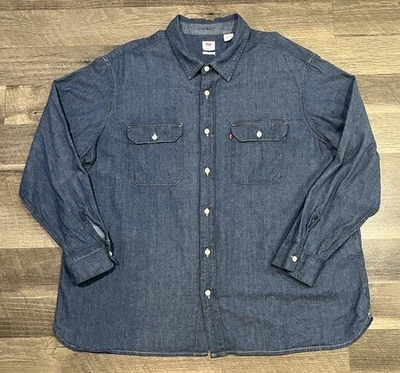 Camisa abotonada Levis XXL azul denim The Worker para hombre Foto 1 de 4
