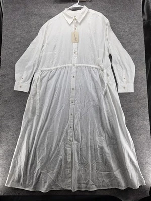 通用线连衣裙女式 2XL 纽扣长袖长裙腰带 — 第 1/4 张图片