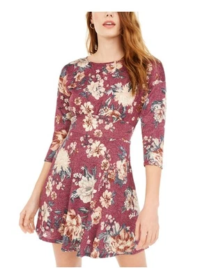 BEBOP Womens Long Sleeve Crew Neck Short Fit + Flare Dress - Image 1 of 4