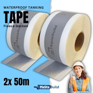 100m AQUA BUILD Nassraum Vliesgestützt Wasserdicht Tankband unter Fliesen 120mm - Bild 1 von 11