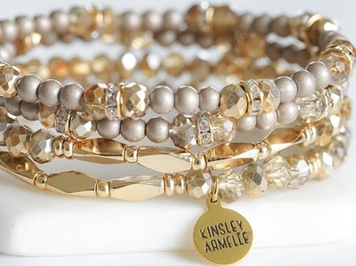 Juego de pulseras Kinsley Armelle, nuevo con etiquetas, juego de 4, joyas de piedra natural, conjunto Kami Foto 1 de 4