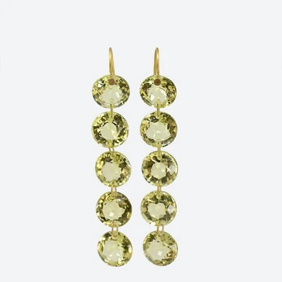 Pendientes colgantes Rivieres oro 20k cuarzo limón estilo Marie Helene de Taillac Foto 1 de 2