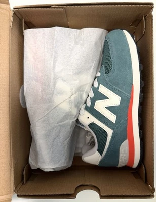 New Balance 574 Little Kid Spruce/Blast Red  Children Athletic Shoes Size 13 - Image 1 of 3