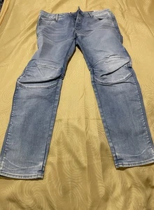 Pantalones de mezclilla G-STAR RAW 5620 3D ajustados elásticos con plomo para hombre envejecidos ligeros 36W x 32L ¡NUEVOS! - Imagen 1 de 13