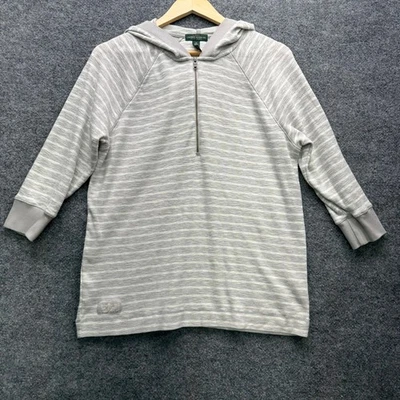 Lauren Jeans Co Hoodie Women's Size 1X Gray Striped Quarter Zip Sweatshirt - Image 1 of 4