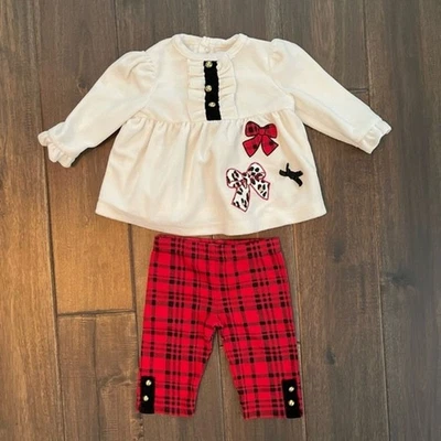 Комплект в клетку с бантом Hartstrings Baby Holiday с оборками 0–3 мес - Изображение 1 из 4