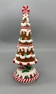 Gingerbread Tree Decoration With Candy Cane & Peppermint Accents 9.5” Hand Decor - Picture 1 of 6