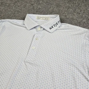 Holderness & Bourne Polo Shirt Mens Medium White Claymore Print Netjets Golf - Picture 1 of 15