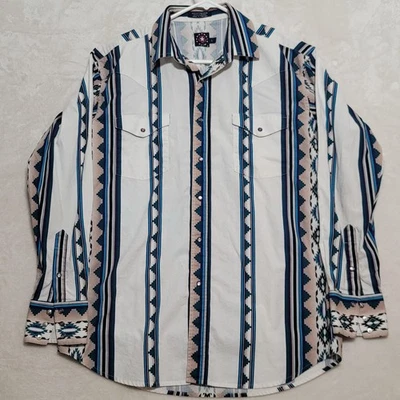 Panhandle Slim Shirt Mens Large Western Aztec Pearl Snap Southwestern Rodeo - Image 1 of 4