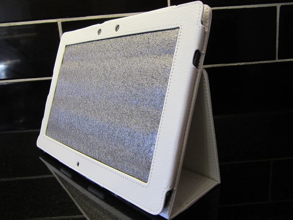 White PU Leather Carry Case/Cover/Stand for Asus Eee Pad TF201 Transformer Prime - Image 1 of 1