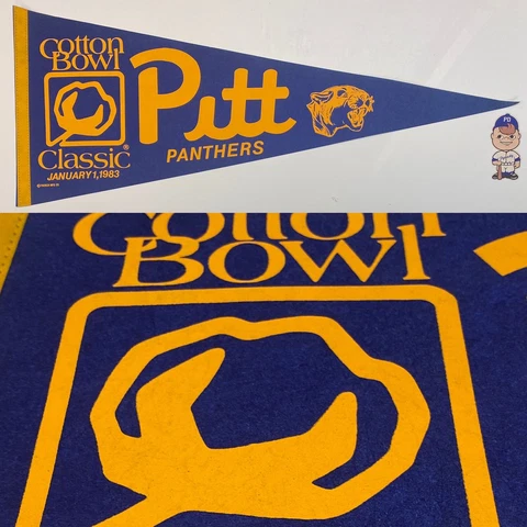 Vintage PITT Pittsburgh Panthers University Pennant 12x30 Football Cotton Bowl Cover