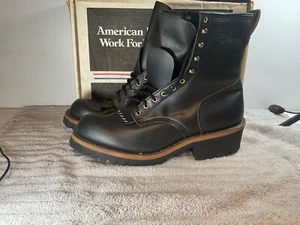 Nuevo de Lote Antiguo Para Hombres Punta Suave 935 Caminante Con Cordones Cuero Negro Botas Leñador 13 E Suela Vibram - Imagen 1 de 9