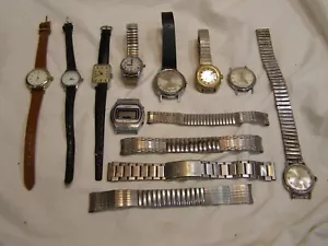 11 Vintage Wristwatches 8 Timex Some Bands Men & Women's Untested 1 Digital - Picture 1 of 18