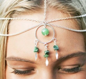 Boho Türkis Kopfketten Schmuck zierlich Quaste Stirnband Mode Anhänger - Bild 1 von 6