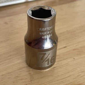 Craftsman Vintage 7/16" 6 Point 1/2" Drive Shallow Socket Made in USA 45844 - Picture 1 of 4