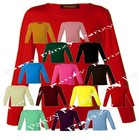 GIRLS LONG SLEEVE PLAIN BASIC TOP KIDS T-SHIRT TOPS CREW NECK UNIFORM