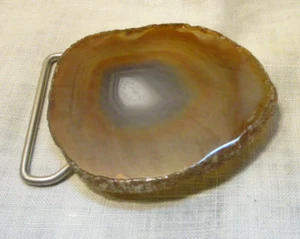 Belt Buckle Slice of Stone Vintage Handmade - Picture 1 of 9