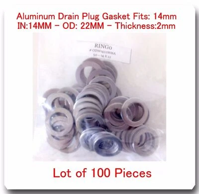 JUNTAS DE ARANDELA DE APLASTAMIENTO TAPÓN DE DRENAJE DE ACEITE 100 PIEZAS 14 MM Se adapta a 94109-14000 HONDA/ACURA Foto 1 de 2
