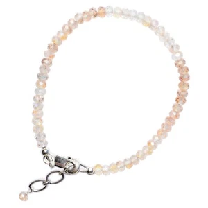 925 Sterling Natural Imperial Topaz Crystal Bracelet + Selenite Heart Charger - Picture 1 of 8