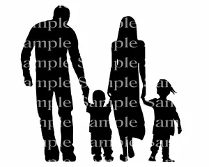 Family Silhouette Birthday ~ Edible 2D Fondant Cake Cupcake Topper ~ D24292 * - Picture 1 of 1