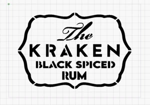 Pittura stencil ispirata al rum Kraken, foglio Mylar artigianale aerografo, rum, bar - Foto 1 di 1