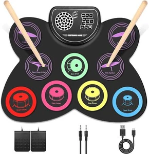 Elektronisches Schlagzeug-Set, tragbar, mit 9 Drum-Pads, Perkussionsinstrumente - Bild 1 von 14