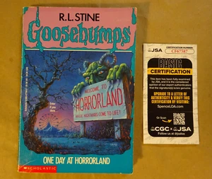 Signed RL Stine Tim Jacobus One Day At Horrorland Goosebumps 1st Ed Book JSA COA - Picture 1 of 15