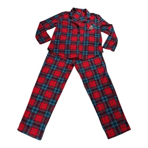 Lauren Ralph Lauren Red Colorful Plaid ALL-FLEECE Classic Pajama Set Sz L Soft - Picture 1 of 14