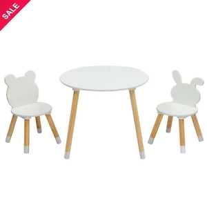 Kids Multi-Activity Wood Table and Chairs Set Kids Play Table w/ 2 Chairs White - Picture 1 of 8