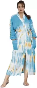 Tunic Gown Indian Kaftan Cotton Plus Size Women Dress Caftan Ikat Beach Cover Up - Picture 1 of 5