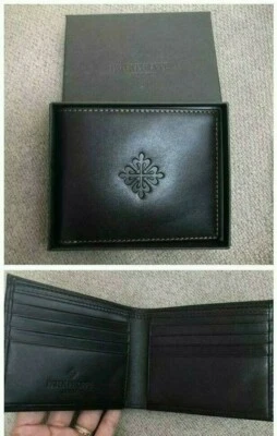 Portafoglio Patek Philippe bifold pelle marrone scatola regalo slot per carte 8 pz autentico - Immagine 1 di 4